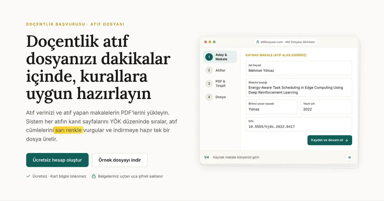Atıf Dosyası ana sayfası